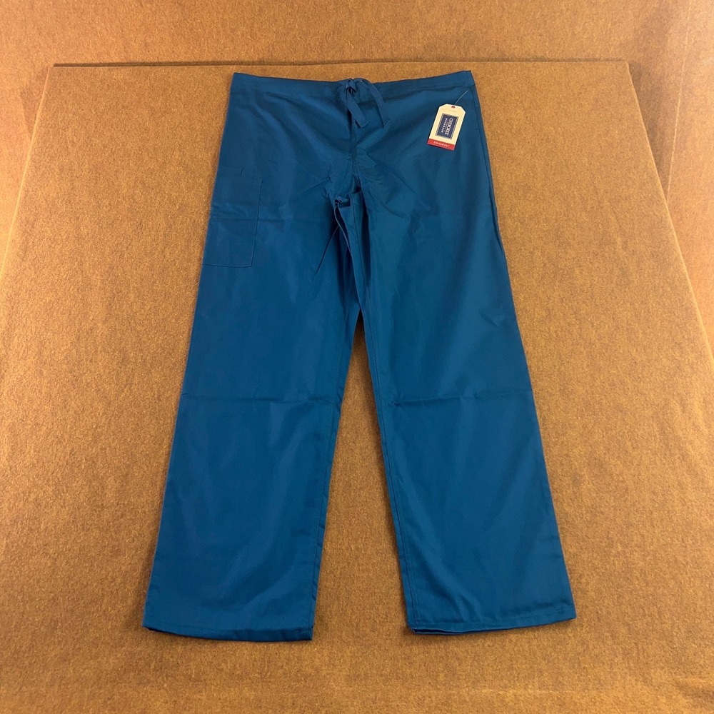 Cherokee Unisex Medium Caribbean Blue Drawstring 2-Pocket Cargo Scrub Pant NWT